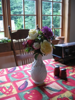 Flowers on the table from our garden